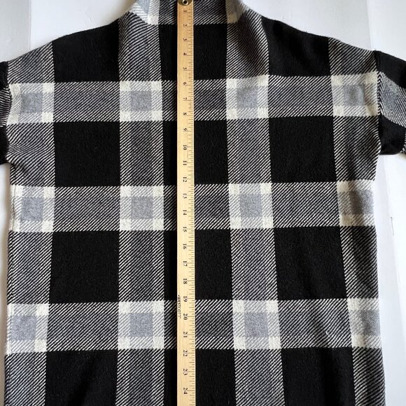 Max Studio Pullover Mock Neck Sweater, Black and White Block Plaid Print, Size L - Picture 11 of 13